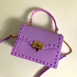 Lilac Purple Silicone Studded Satchel Crossbody Bag